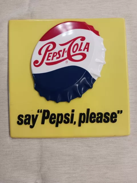 Vintage Pepsi Cola sign 3-D plastic  50's - 60's  "say Pepsi, please"