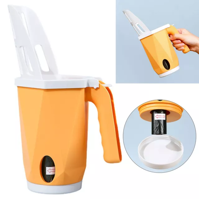 (Yellow)Built-in Litter Shovel Comfortable 2 In 1 Detachable Handle Durable