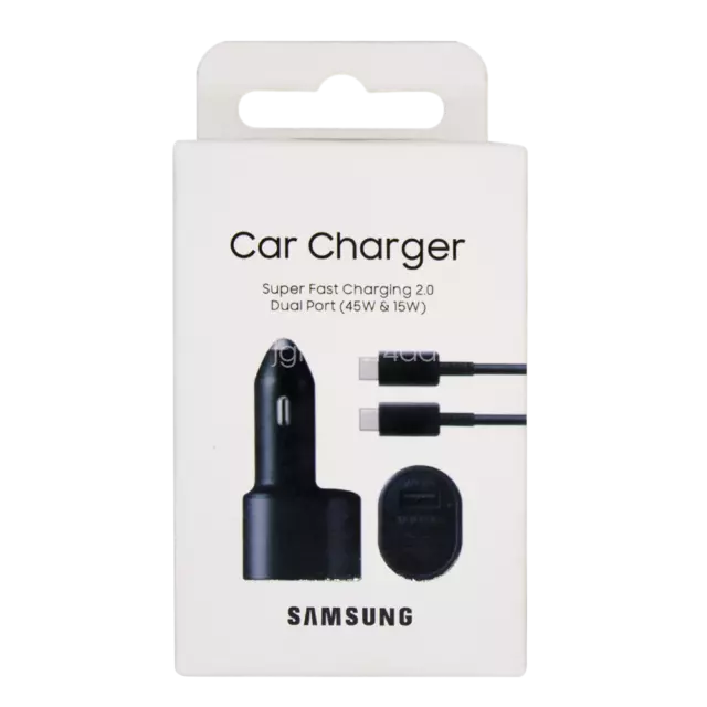 Samsung Adapter 45W Schnellladegerät Auto-ladegerät Dual Port USB-C KFZ Stecker