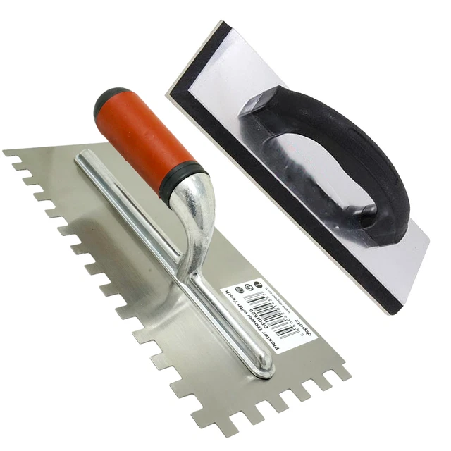 Tiling Tool Kit Grout Float & Notched Tile Adhesive Trowel Grouting Ceramics