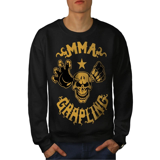 Wellcoda MMA Sport Mens Sweatshirt, Scary Skull Casual Pullover Jumper