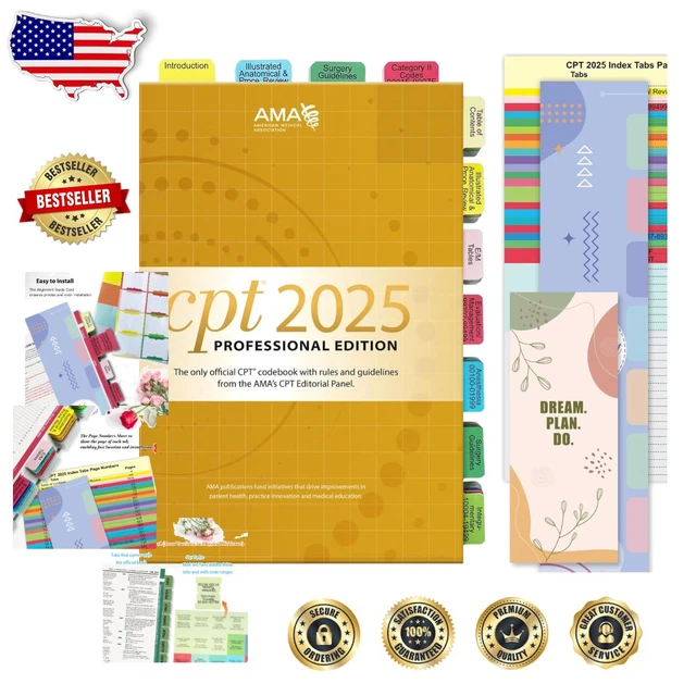Tab Alignment Guide Book CPT 2025 BOOK Tabs: Upgraded, Laminated, Color-Coded, Alignment Guide £ ...