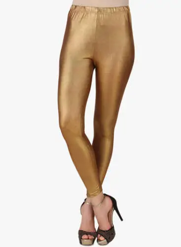 Indian- Churidar (Golden Shimmer) Leggings Bottom Stretchable Ethnic Yoga 