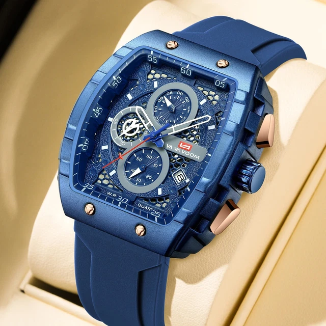 Montre Chronographe Homme Squelette – Boîtier Doré, Bracelet Acier, étanche 30m, Neuve