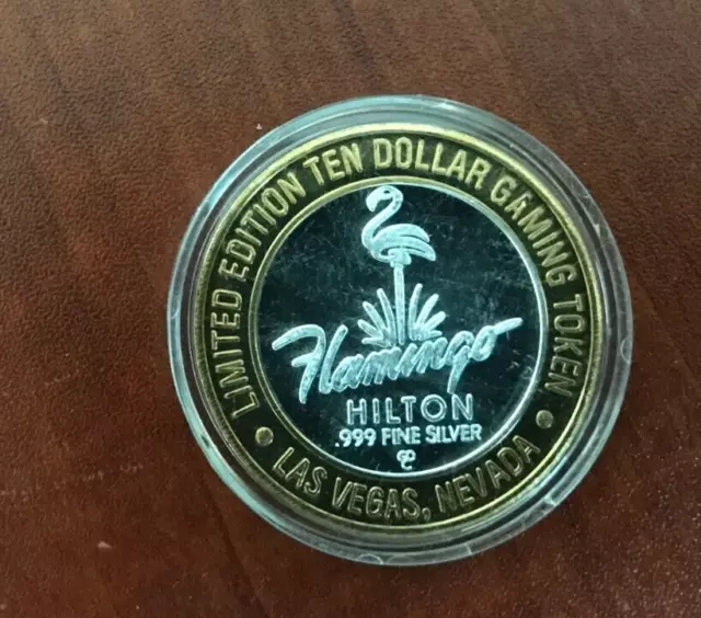 Flamingo Hilton Limited Edition Ten Dollar .999 Fine Silver Gaming Token