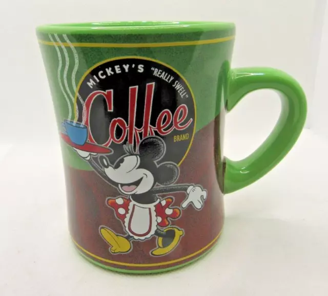 Disney Parks Mug Minnie Mouse Mickey's Really Swell Coffee Brand Cup Green
