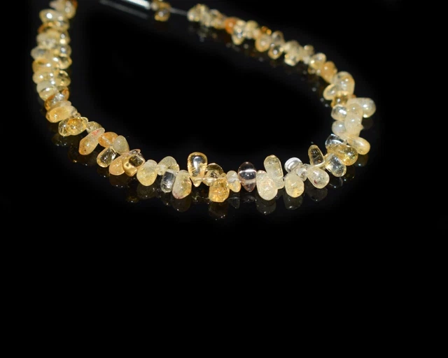 Earth Mine A++ Citrine Teardrop Smooth Untreated Gemstone 6" Craft Making Beads