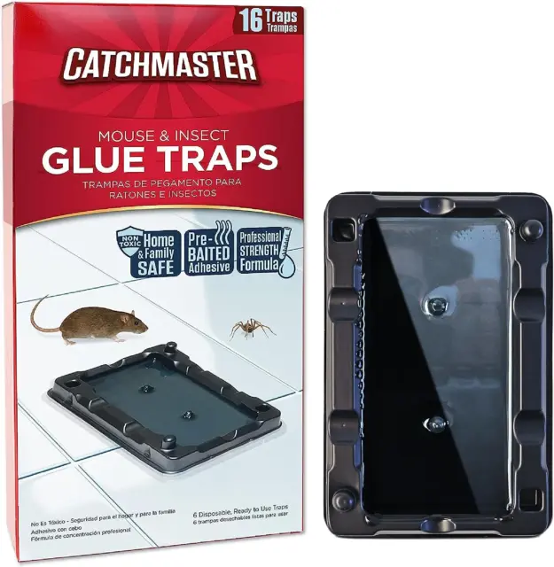 Mouse & Insect Glue Traps 16-Pk, Adhesive Rodent & Bug Catcher, Pre-Scented Mous