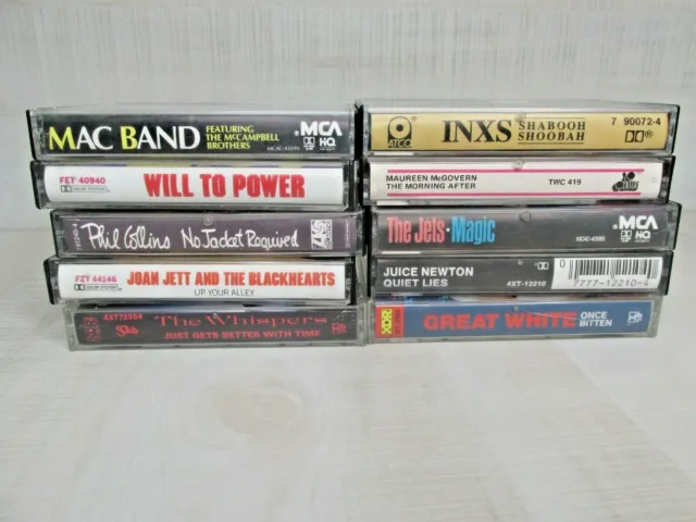 Lot of 10 Cassette Tapes Inxs,The Wispers,Will To The Power,Great White,ETC