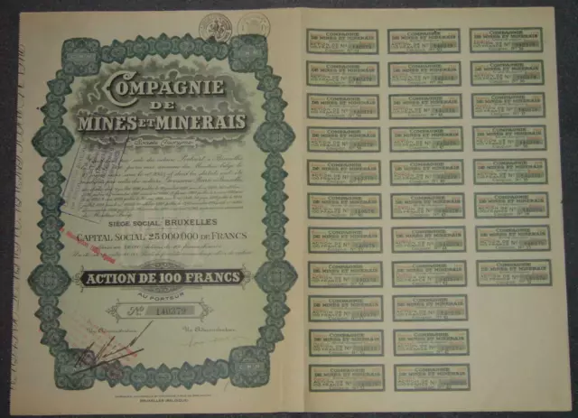 Compagnie de Mines et Minerais Societe Anonyme 1928 November