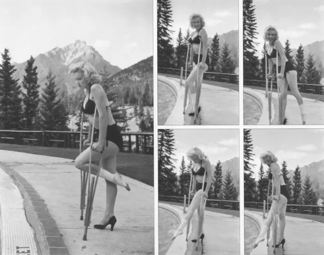 MARILYN MONROE  SWIMSUIT BEAUTY ON CRUTCHES  (1) RARE 4x6 GalleryQuality PHOTO