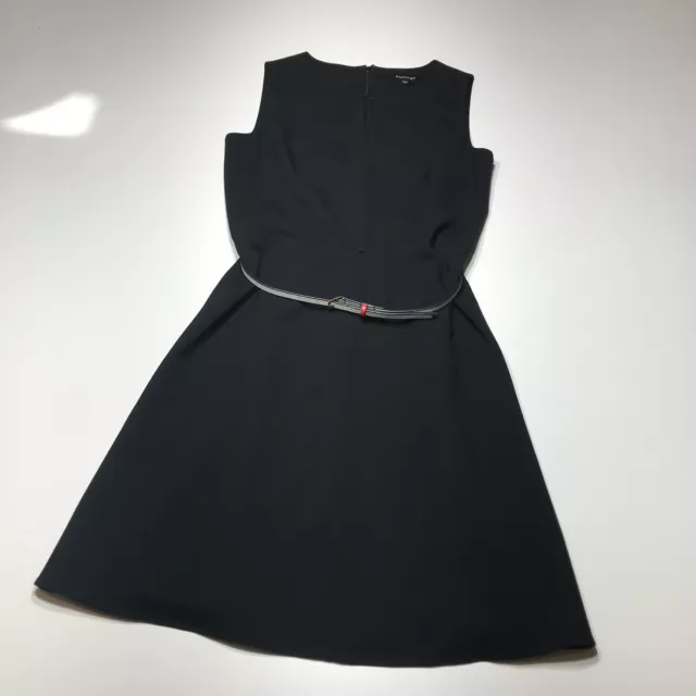 Ellen Tracy Dress Womens Size 10P Black Belted Sheath Sleeveless Zip Closure