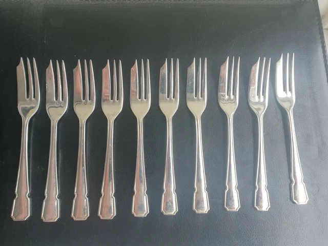 10 x forchette per torta da dessert vintage placcate in argento Sheffield