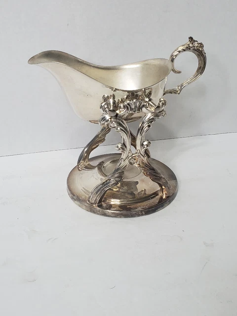 Vintage FB Rogers Silver Plate Gravy Boat Warming Candle Stand # 6731 UNIQUE
