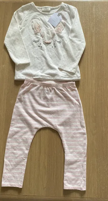 BNWT Next Girls Pink 2 Piece Outfit. Age 12-18 Months