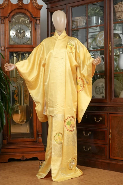 Dear Vanilla Japanese Silk Tomesode Kimono Women's Authentic Japan Made Vintage