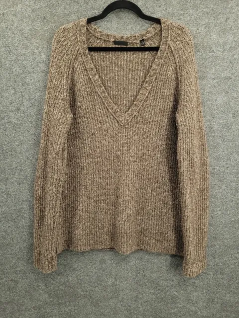 ATM Anthony Thomas Melillo Sweater Womens Medium Pullover Deep V-Neck Brown Knit