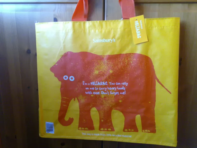 SAINSBURYS RELIABAG ELEPHANT Reusable Large Shopping Bag Bnwt