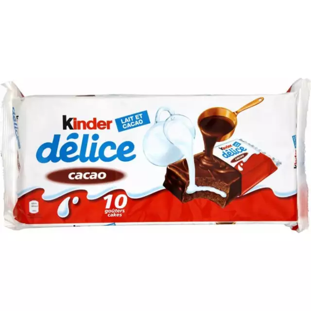 9 x KINDER DELICE Sponge Chocolate Bars Biscuits Snacks Sweets 39g 1.4oz