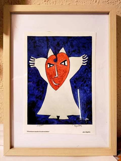 Ripolles ,"El hechicero Sanador enfermos"Serigrafìa sobre tela lienzo. Edición L