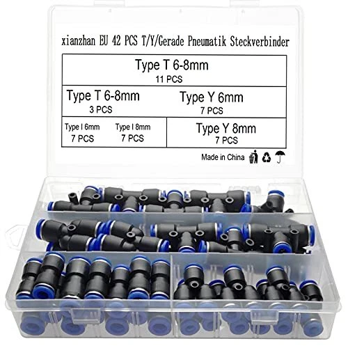 xianzhanEU 42 PCS Raccord Pneumatique T/Y/I Droits Type Raccord Rapide Air Co...