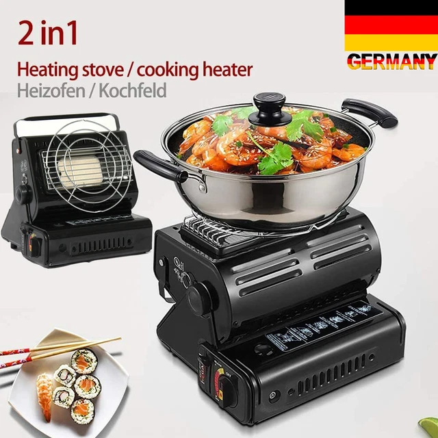 2 in 1 Tragbare Gasheizung Camping Butan Gas Kocher Heizer 1.3KW Dual-Zweck Herd