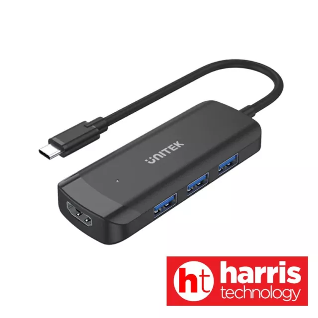 UNITEK 4-in-1 USB3.1 Gen1 Type-C Hub Q4+ H1110B - Black **2-Year Warranty**