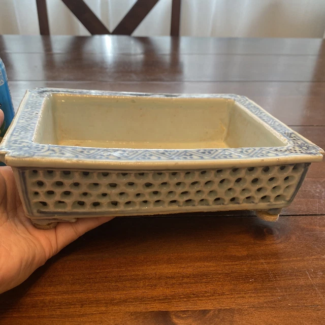 Chinese Antique Blue and White Porcelain Narcissus basin . Ships to U.S. only