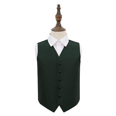 DQT Woven Plain Solid Check Dark Green Boys Wedding Waistcoat 2-14 Years