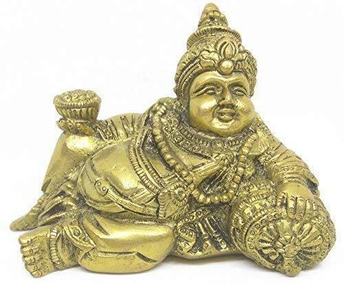 Brass Lord Kuber Maharaj Idol Statue God of Wealth Vastu Products for Temple
