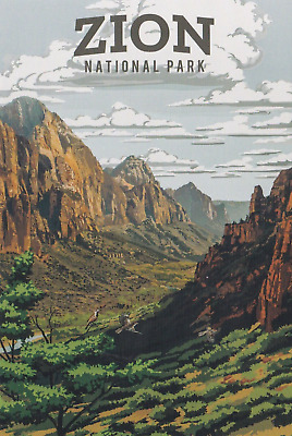 Zion National Park Utah Poster Art Postcard