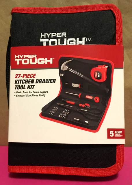 Hyper Tough 27-Piece Kitchen Drawer Tool Kit with Storage Case, Model 42884 NEW