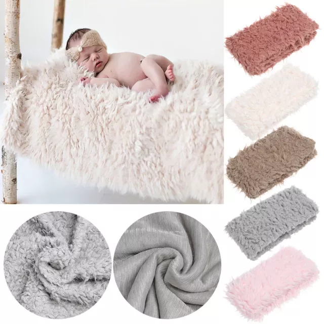 Elastic Warm Winter Baby Photography Props Blanket Newborn Wrap Faux Fur