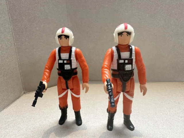 Vintage Star Wars Figures: 2x Luke Skywalker X-Wing Pilot 100% complete + superb