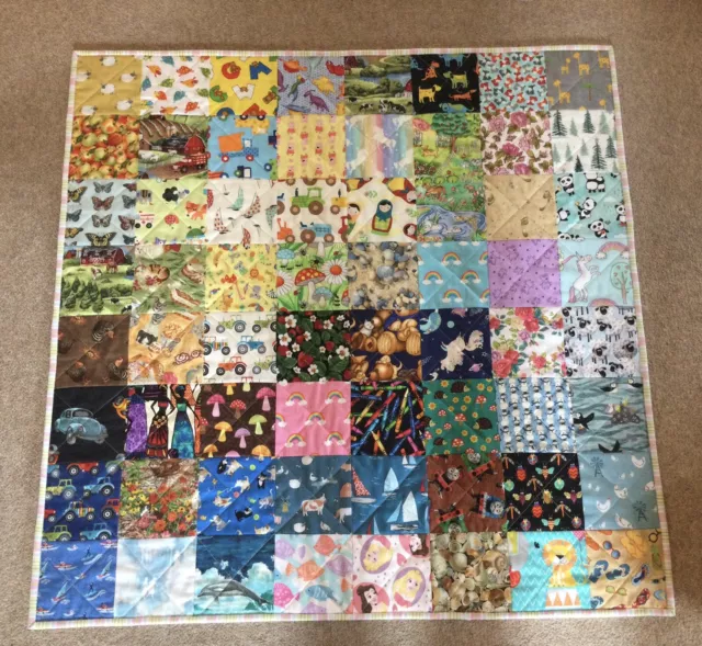 Handmade Patchwork Child’s  I-Spy Quilt/Playmat - 35 1/2 Ins Square