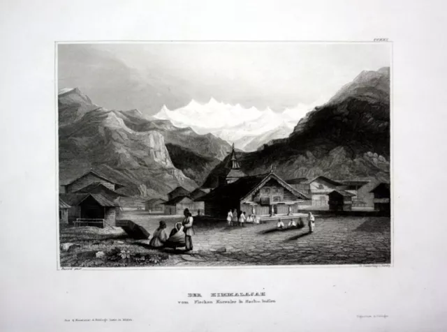 1840 - Himalaya Gebirge Kursalee Indien India Asien Asia engraving Stahlstich