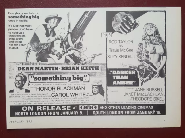 Somthing Big / Darker Than Amber - 1970's Movie Cinema Magazine Advert #B7360