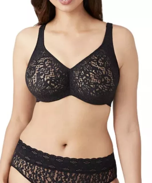 Wacoal Bra Women's Black Halo Lace Full Figure Underwire 65547 Size 36C