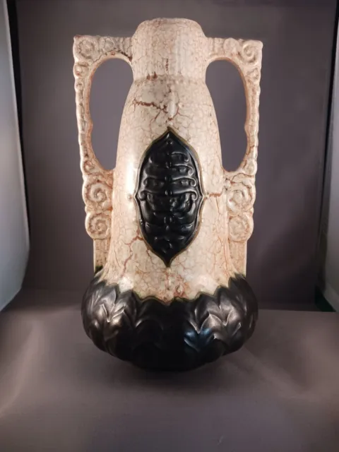 Antique Czech Art Pottery Vase Ditmar Urbach Crackle Glaze c1930