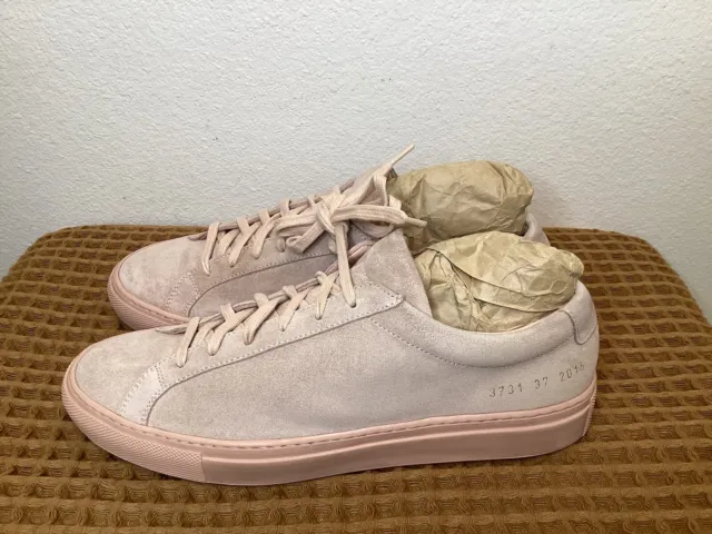 Woman By Common Projects Achilles Low Women’s Sz EU 37 US 7 Pink Suede Sneakers