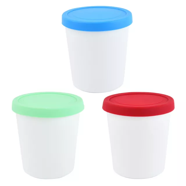 3 Pcs Silicone Ice Cream Container Jam Bucket with Lid Storage