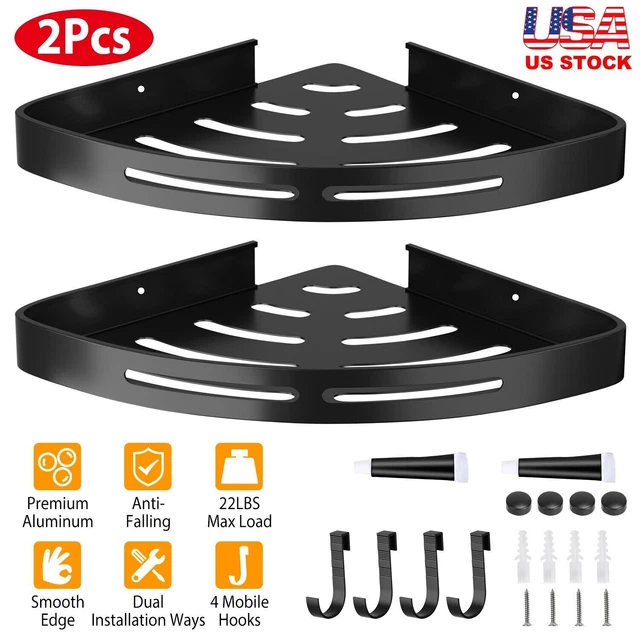 2PCS CORNER SHOWER Shelf Rack Adhesive Bathroom Wall Mounted Tray Caddy