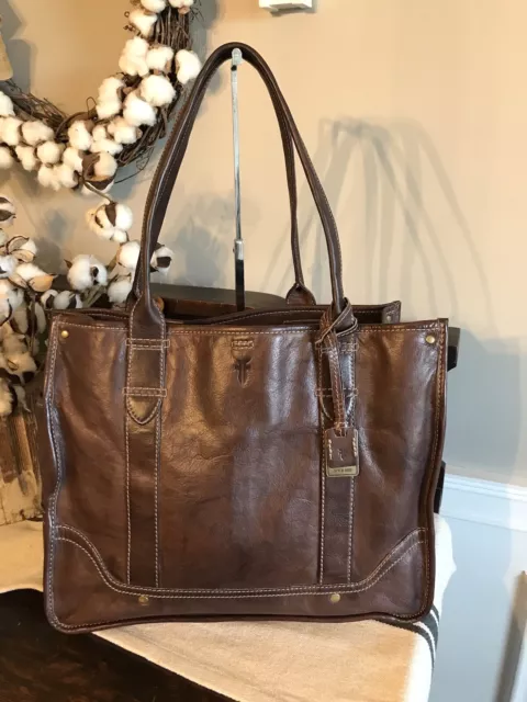 NWOT Frye Campus Leather Saddle Walnut Brown Tote Shopper Shoulder Bag $378