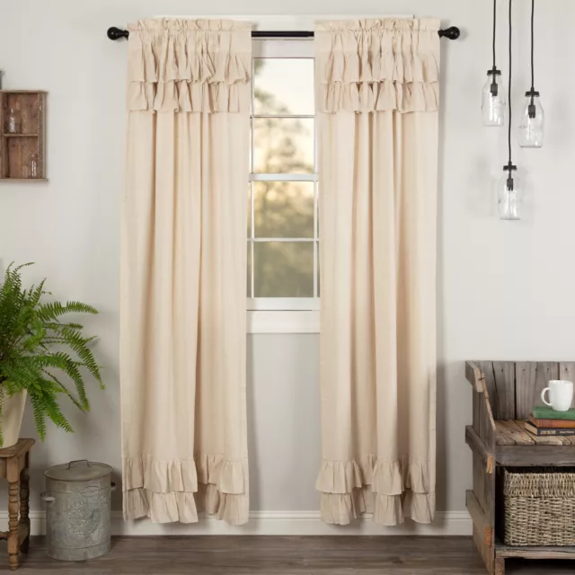 Farmhouse 84"x40" Panel Pair Creme Rod Pocket Simple Window Curtains VHC Brands