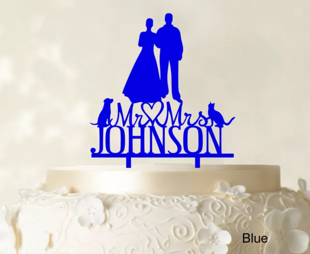 Gold Cake Toppers for Wedding Personalized Mr and Mrs Custom Name Wooden