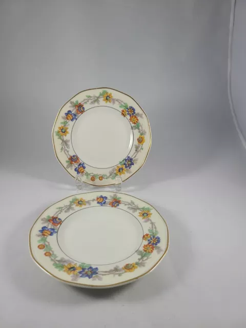 Theodore Haviland Limoge France Miami Cream 2 Bread  Plates  6 1/2" Diameter