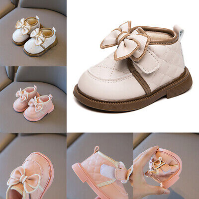 Girls Baby Toddlers Wedding Birthday Gift Bow Boots Warm Cotton Fur Ankle Shoes