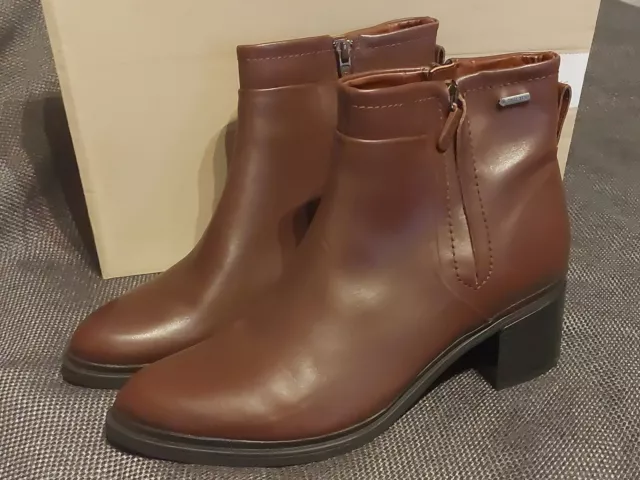 CLARKS 'BROOKLYN BAY GTX' Tan Leather Heel Ankle - UK D/EU 41 £95.00 - PicClick UK