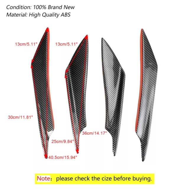 4 Universal Front Bumper Fins Body Splitter Spoiler Canards Carbon Fiber Look A1 3