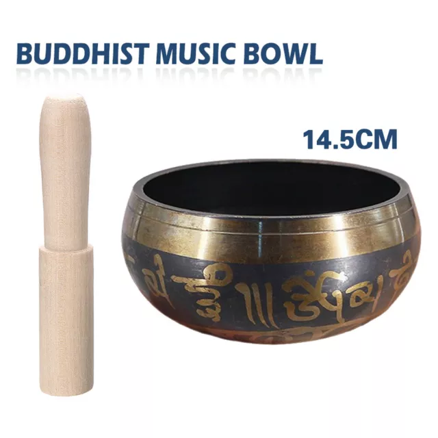 14.5cm Yoga Nepal Buddhism Tibetan Singing Bowl + Hand Hammer Meditation Prayer